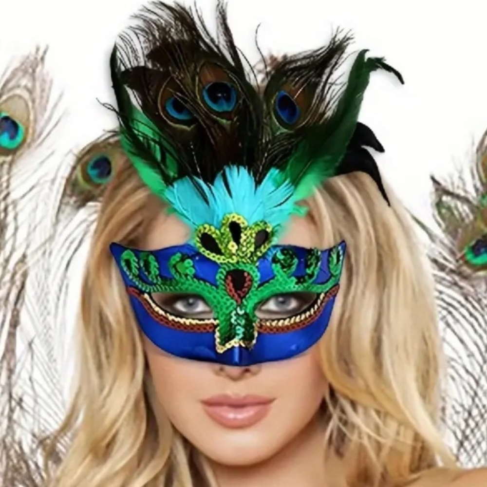Peacock Feather Masquerade Mask.